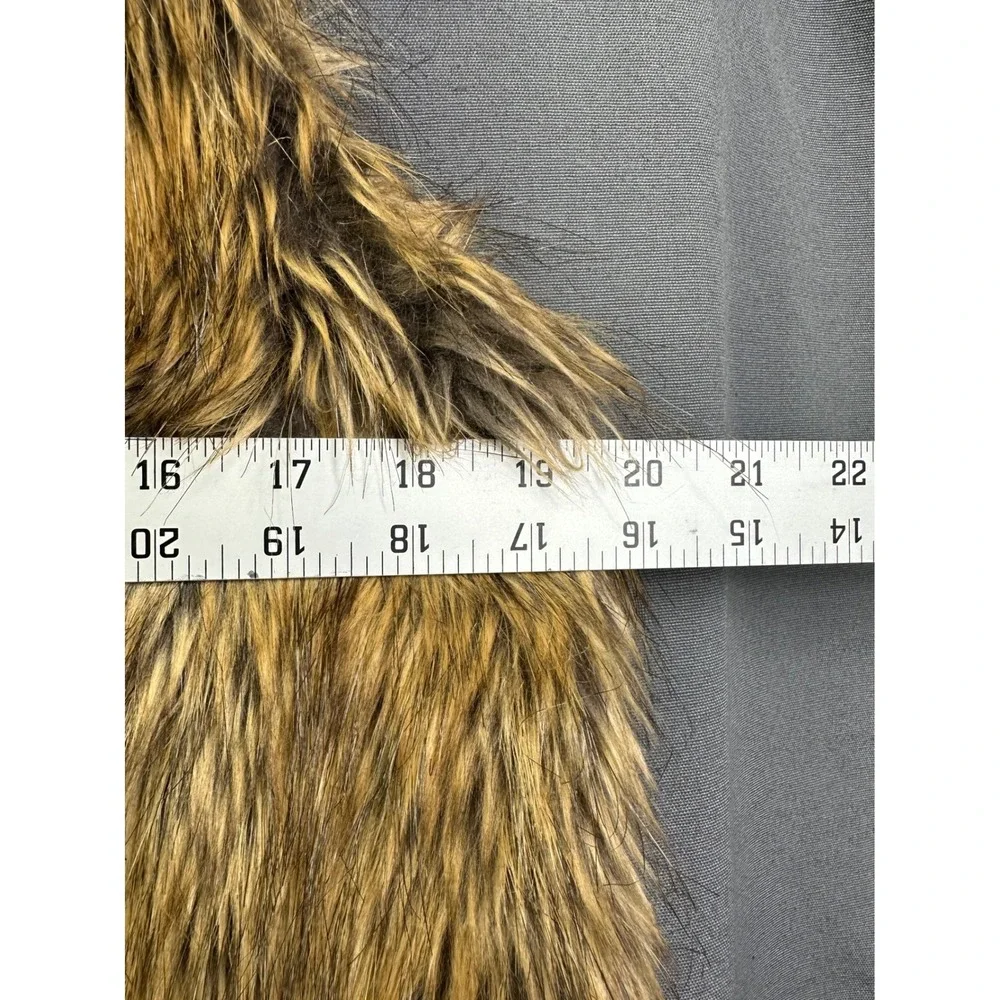 Aeromiss Brown Faux Fur Vest Open Front Sleeveless Jacket Women's Large L